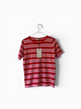 Pink and Red Striped Short Sleeve Tee